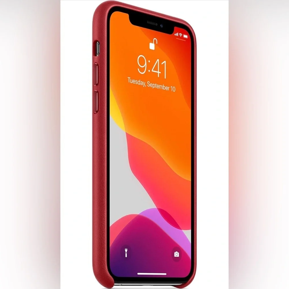 Apple Red Leather iPhone Case with Minimalist Design